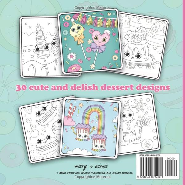 Cute Desserts back cover which says 30 cute and delish dessert designs